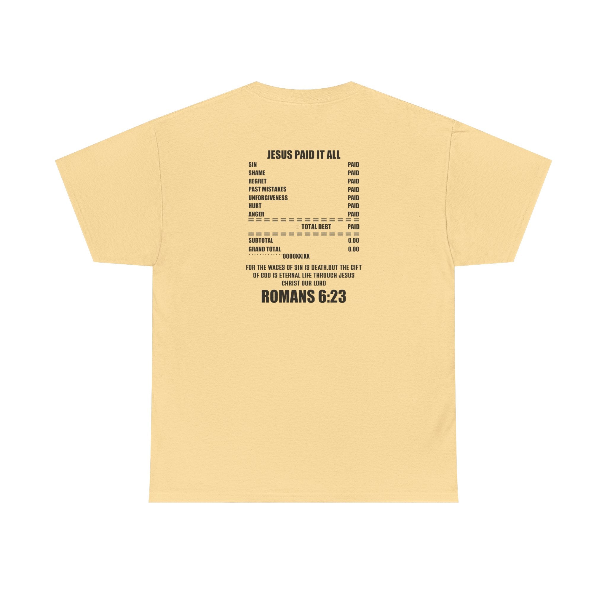Inspirational Christian Tee 'Put on the Full Armor of God' with Romans 6:23 Faith Heavy Cotton T-Shirt