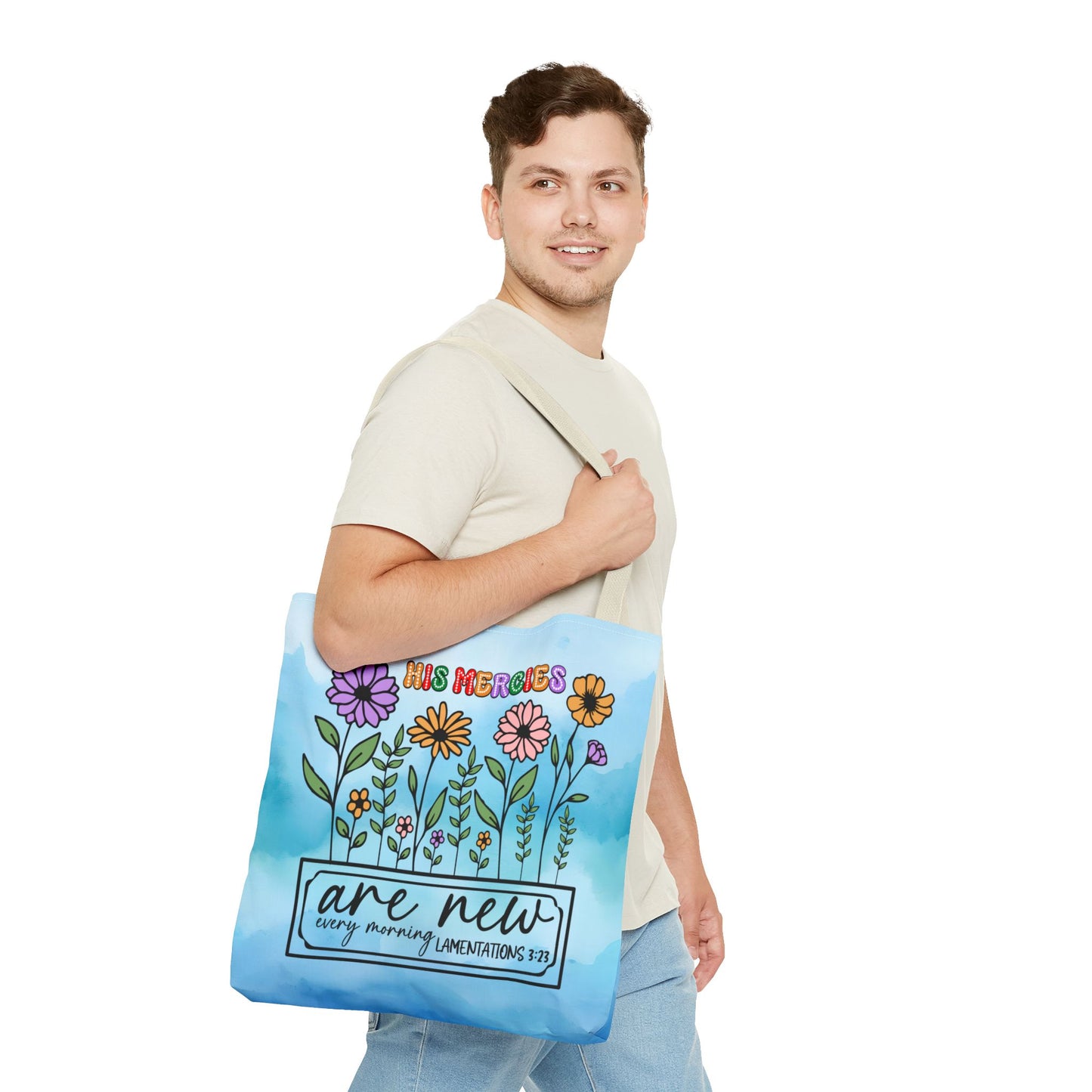 Scripture Blue Tie Dye Tote Bag