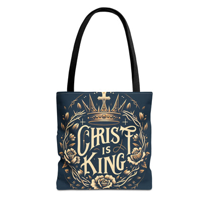 Christ is King Tote Bag, Inspirational Tote, Christian Gift, Floral Design Bag, Religious Accessories, Everyday Tote