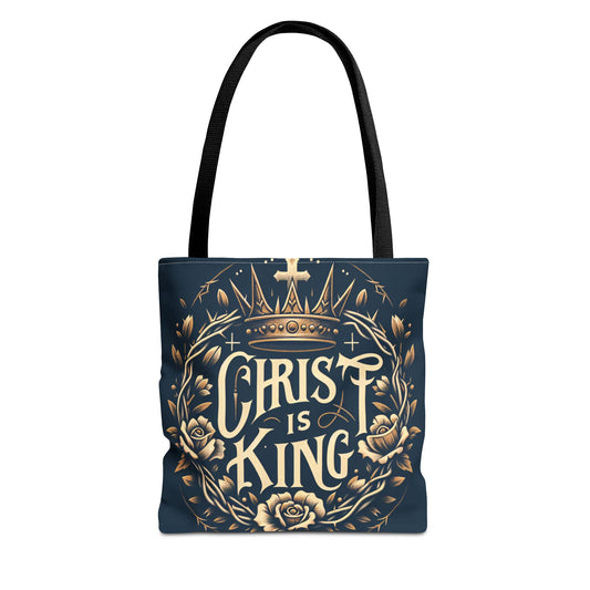 Christ is King Tote Bag, Inspirational Tote, Christian Gift, Floral Design Bag, Religious Accessories, Everyday Tote
