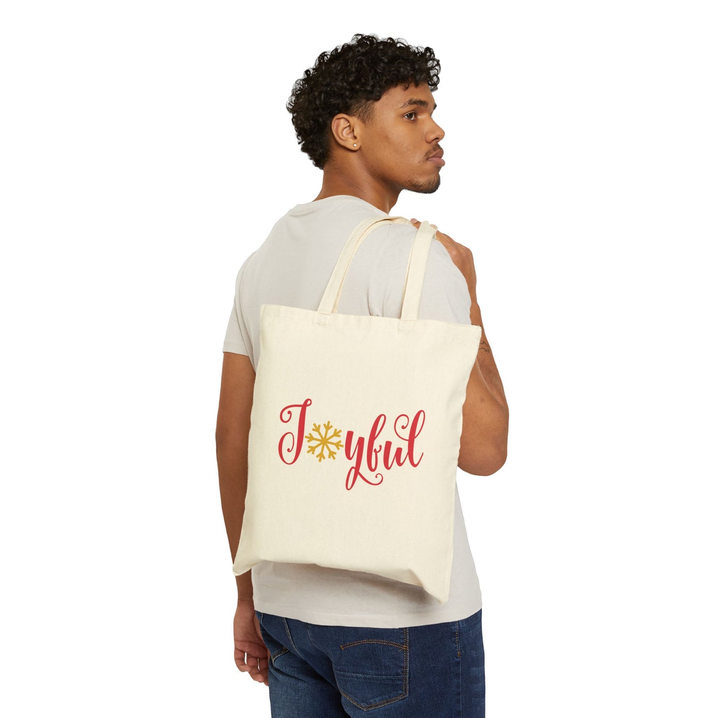 Joyful Christmas Cotton Canvas Tote Bag