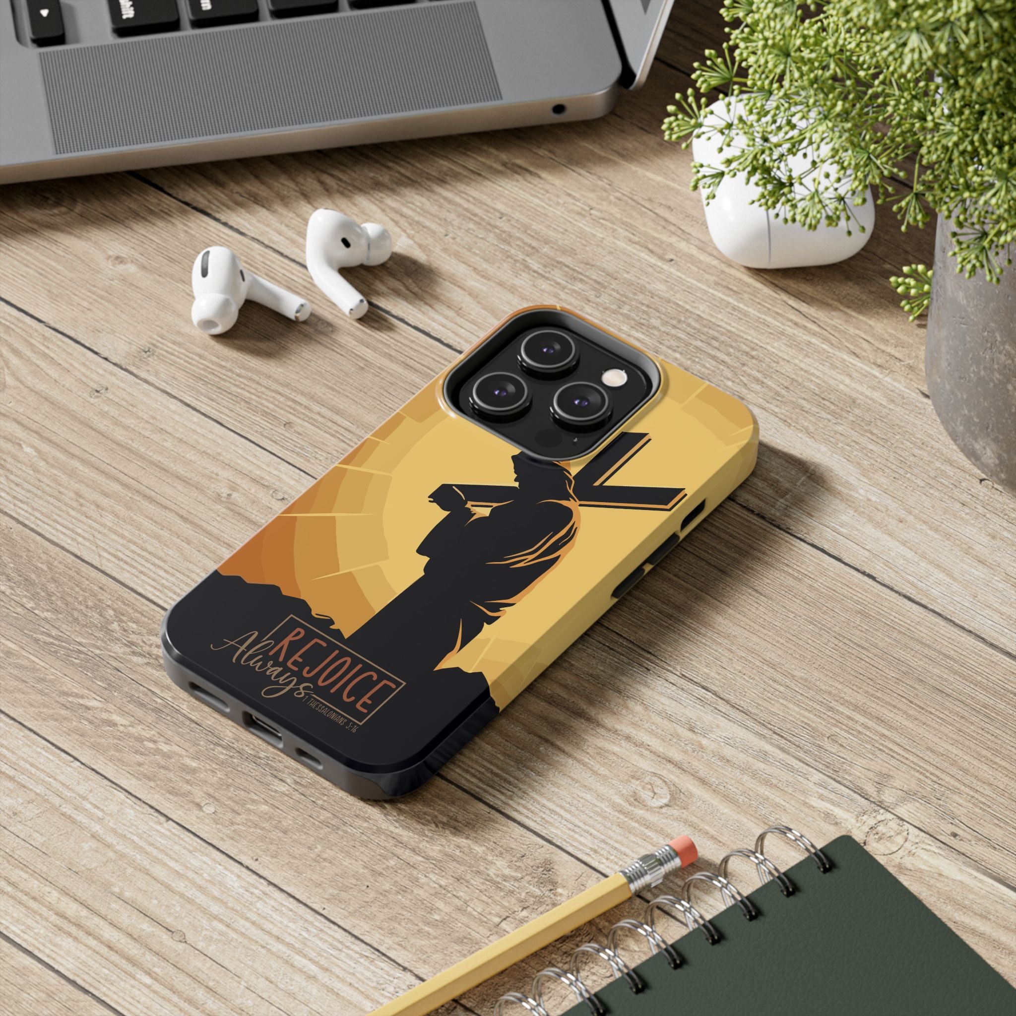 Christian Tough Phone Case, Inspirational Phone Cover, Religious Gifts, Faith-Based Accessory, Rejoice Always for iPhone and Samsung