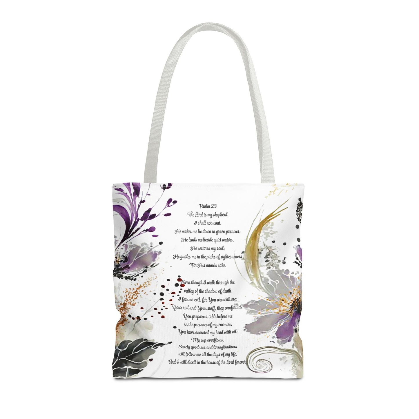 Psalm 23 Floral Tote Bag