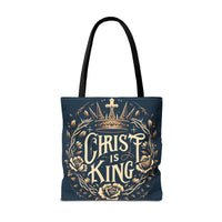 Christ is King Tote Bag, Inspirational Tote, Christian Gift, Floral Design Bag, Religious Accessories, Everyday Tote