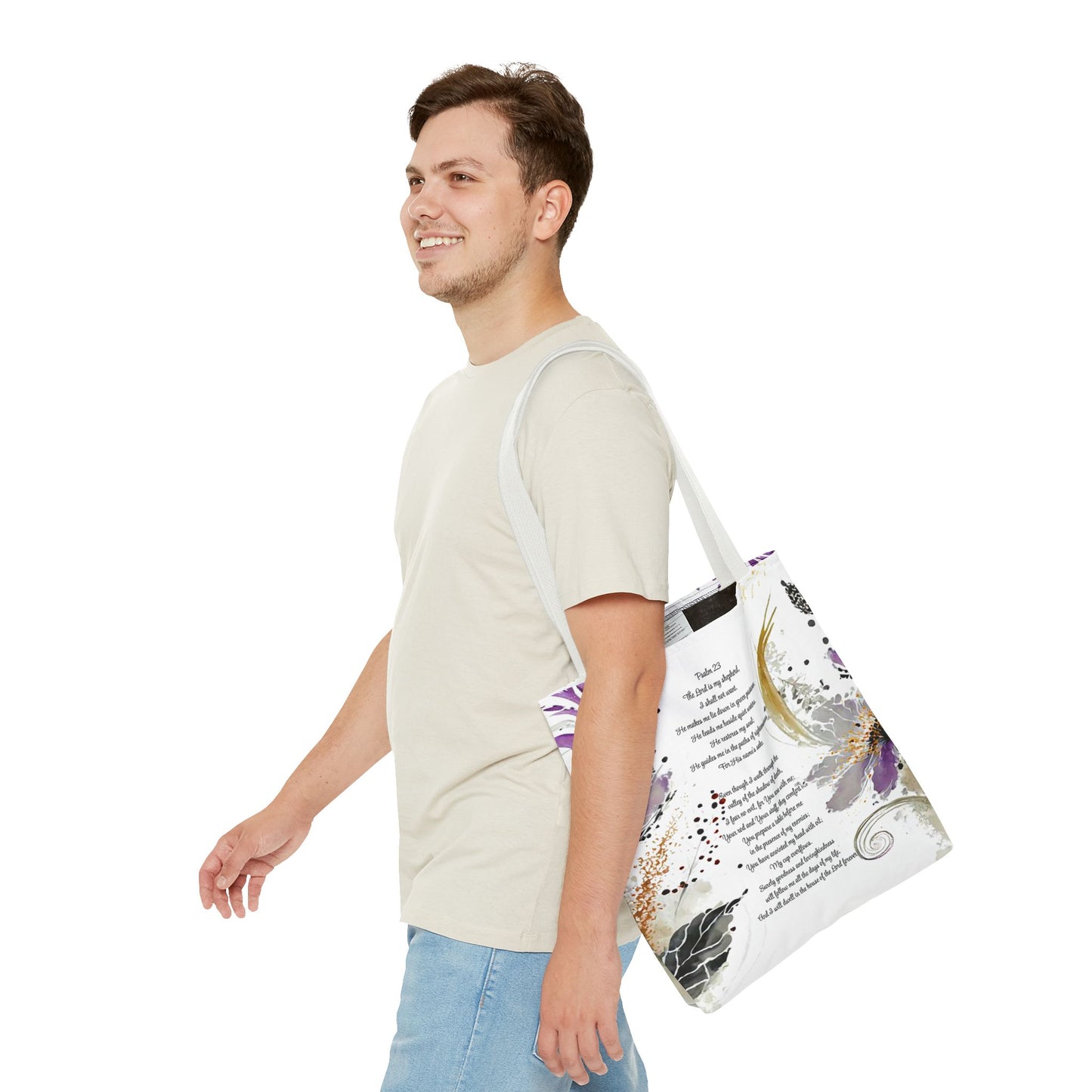 Psalm 23 Floral Tote Bag