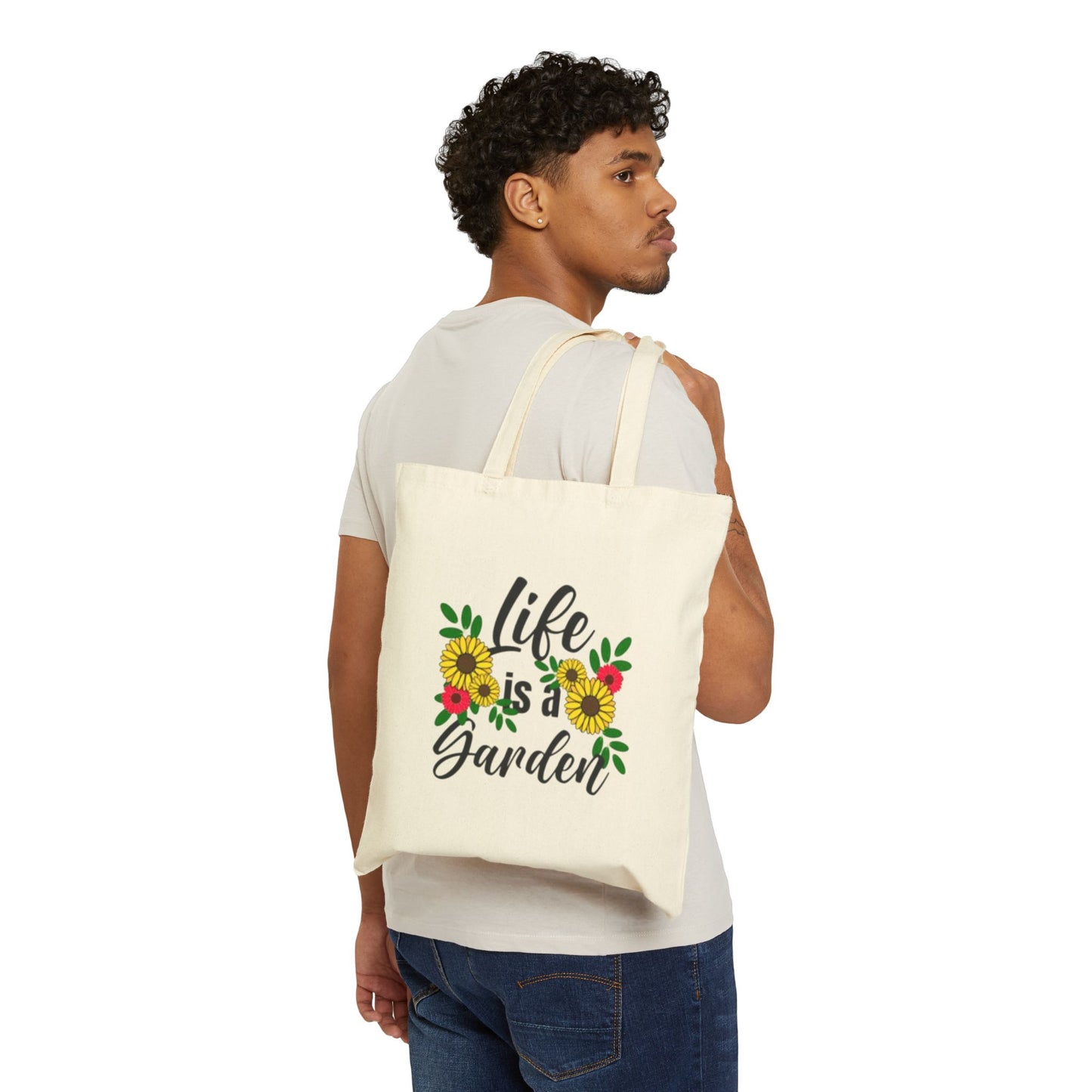 Life Is A Garden Cotton Canvas Tote Bag