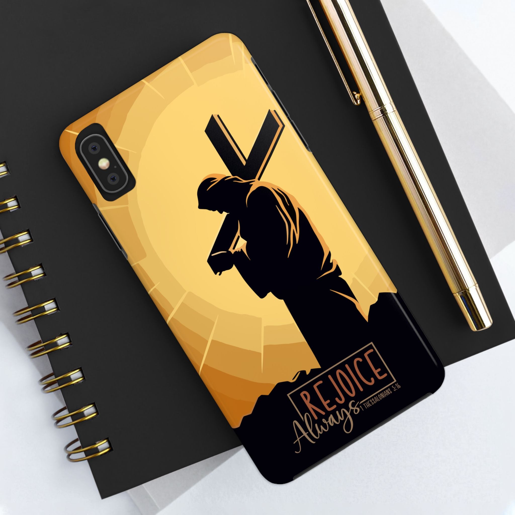 Christian Tough Phone Case, Inspirational Phone Cover, Religious Gifts, Faith-Based Accessory, Rejoice Always for iPhone and Samsung