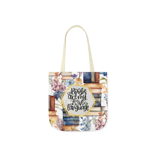 Books Are My Love Language Polyester Canvas Tote Bag