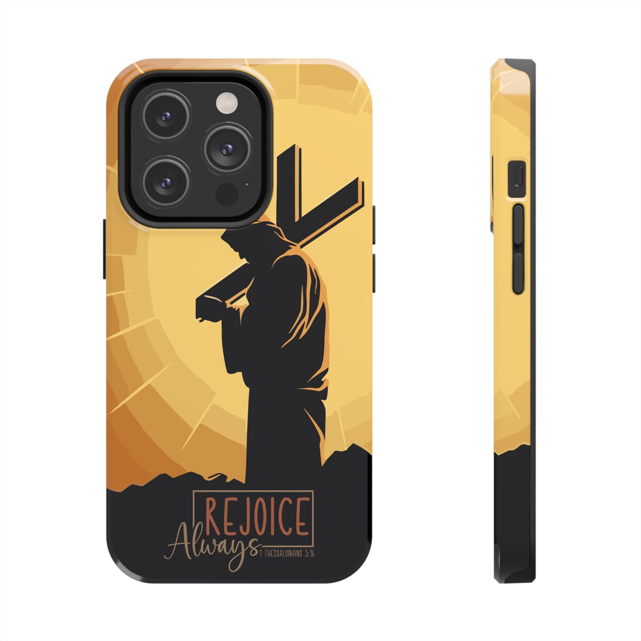 Christian Tough Phone Case, Inspirational Phone Cover, Religious Gifts, Faith-Based Accessory, Rejoice Always for iPhone and Samsung
