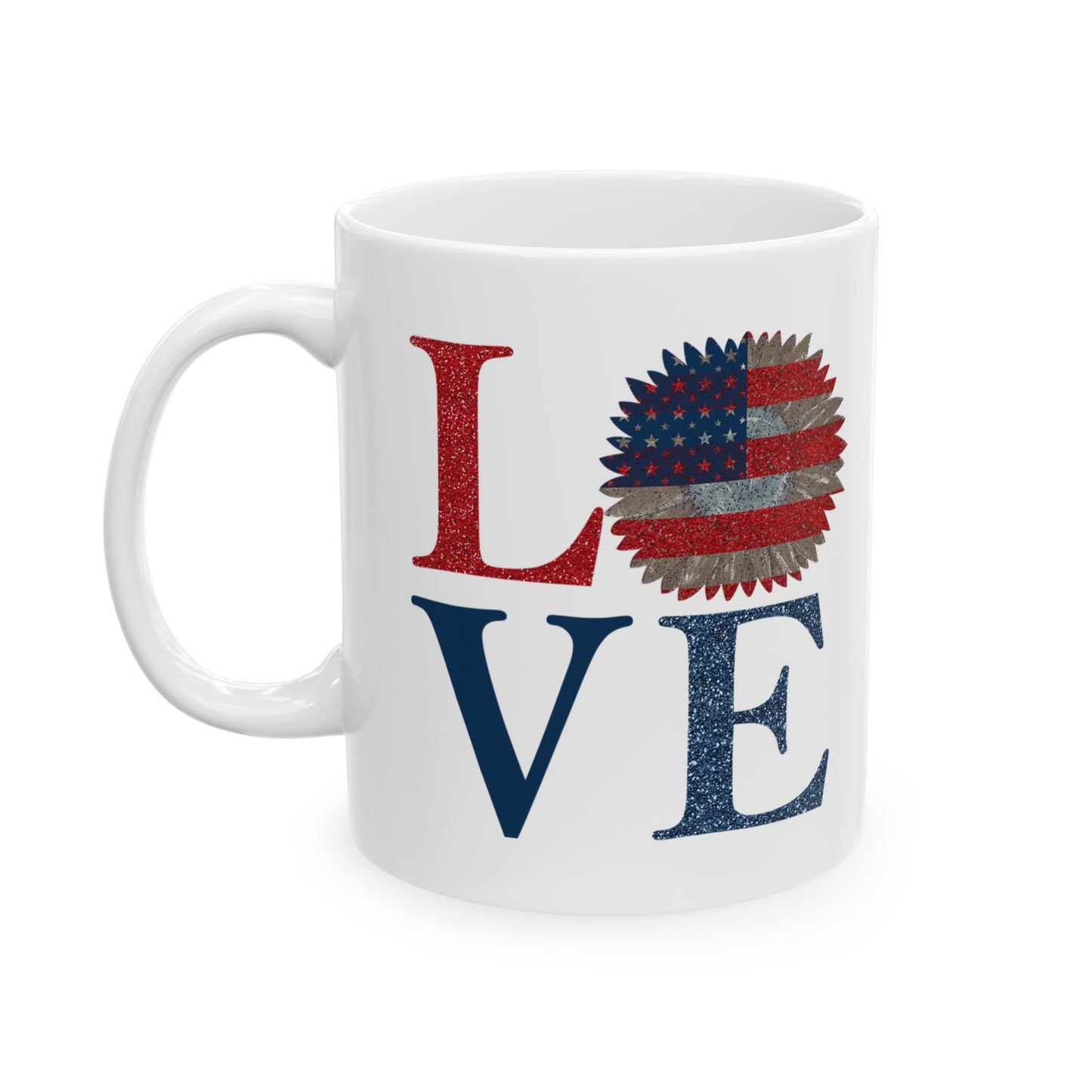 Love American Flag Patriotic Ceramic Mug