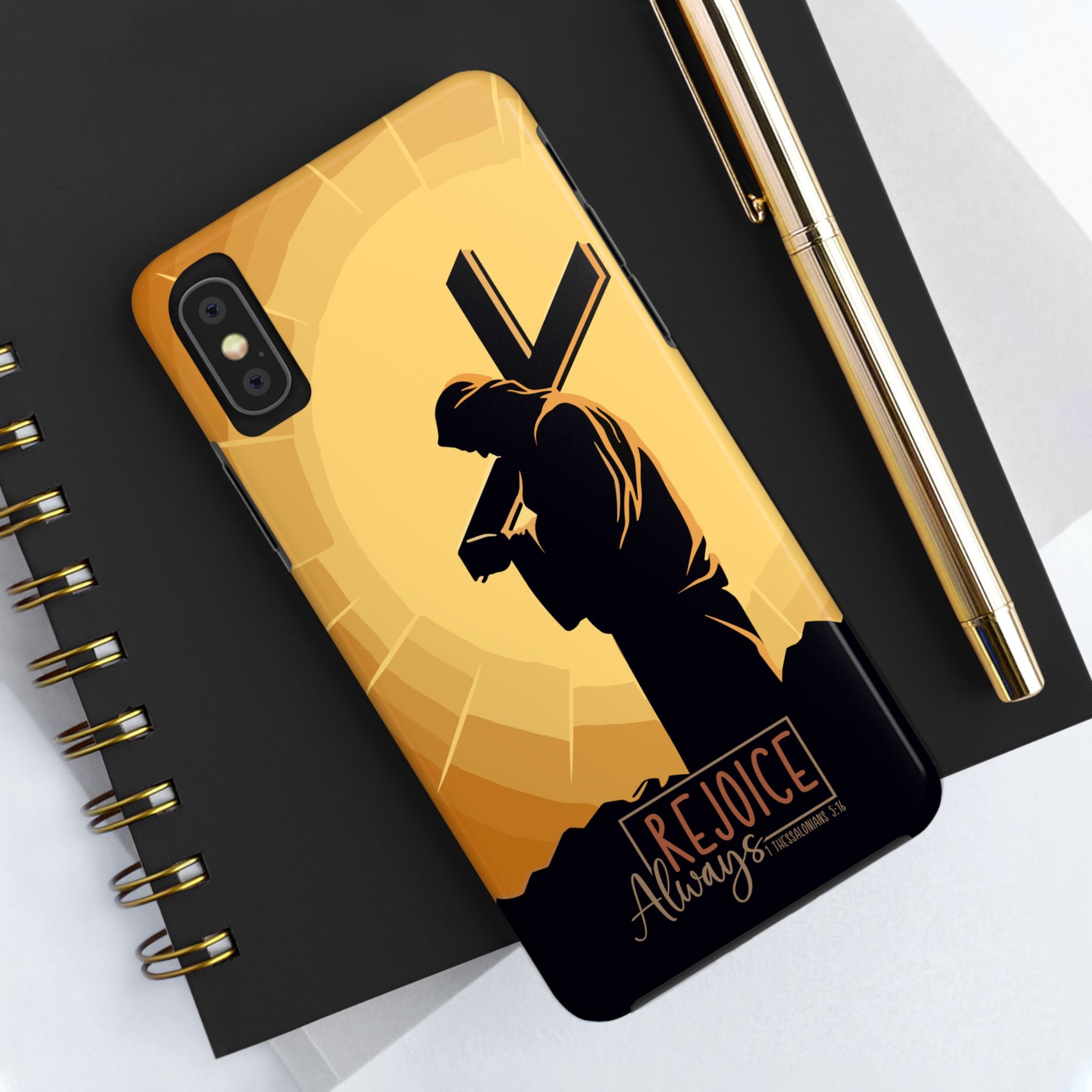 Christian Tough Phone Case, Inspirational Phone Cover, Religious Gifts, Faith-Based Accessory, Rejoice Always for iPhone and Samsung