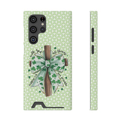Inspirational Phone Case with Card Holder – "With God, All Things Are Possible"