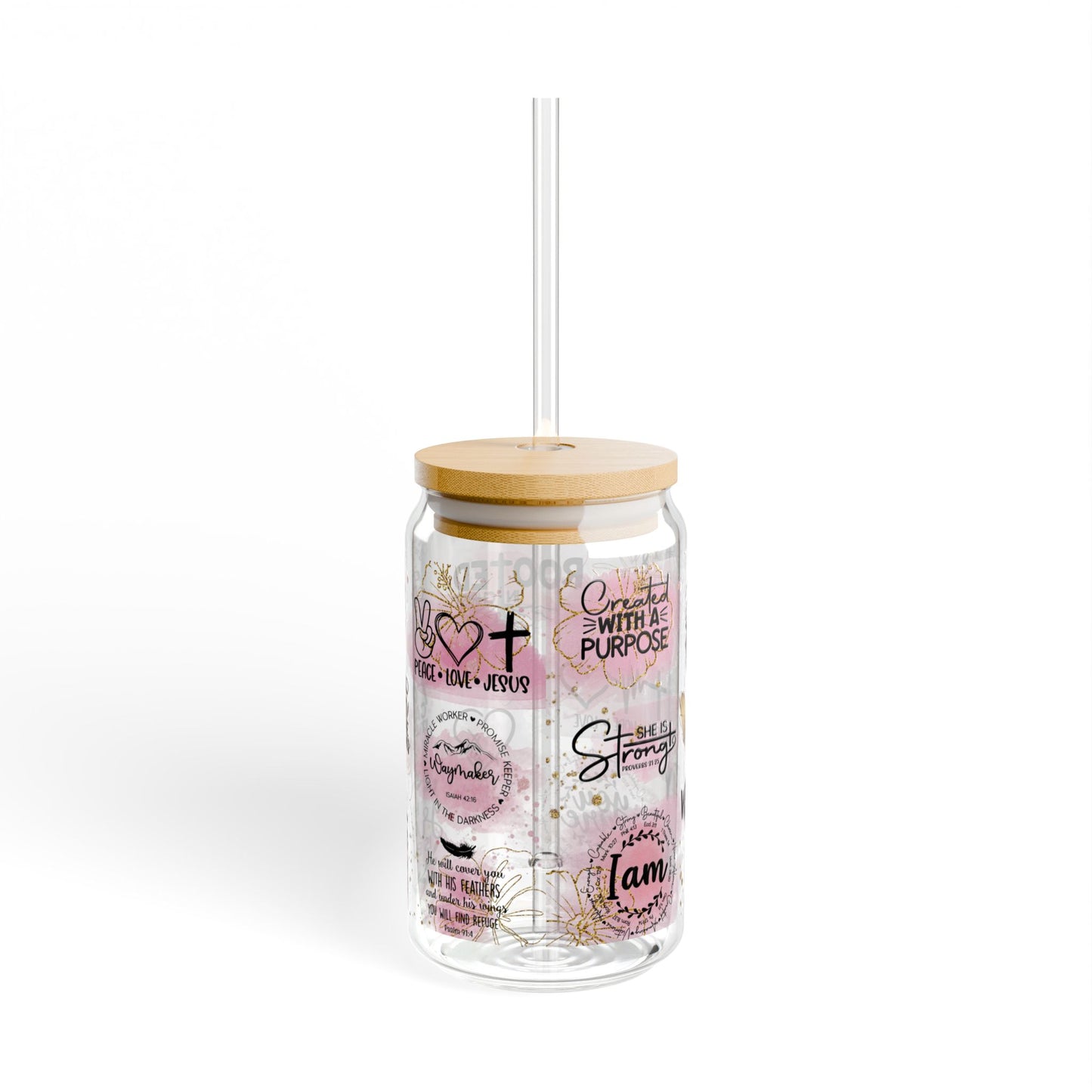 Christian Scripture Sipper Glass Tumbler