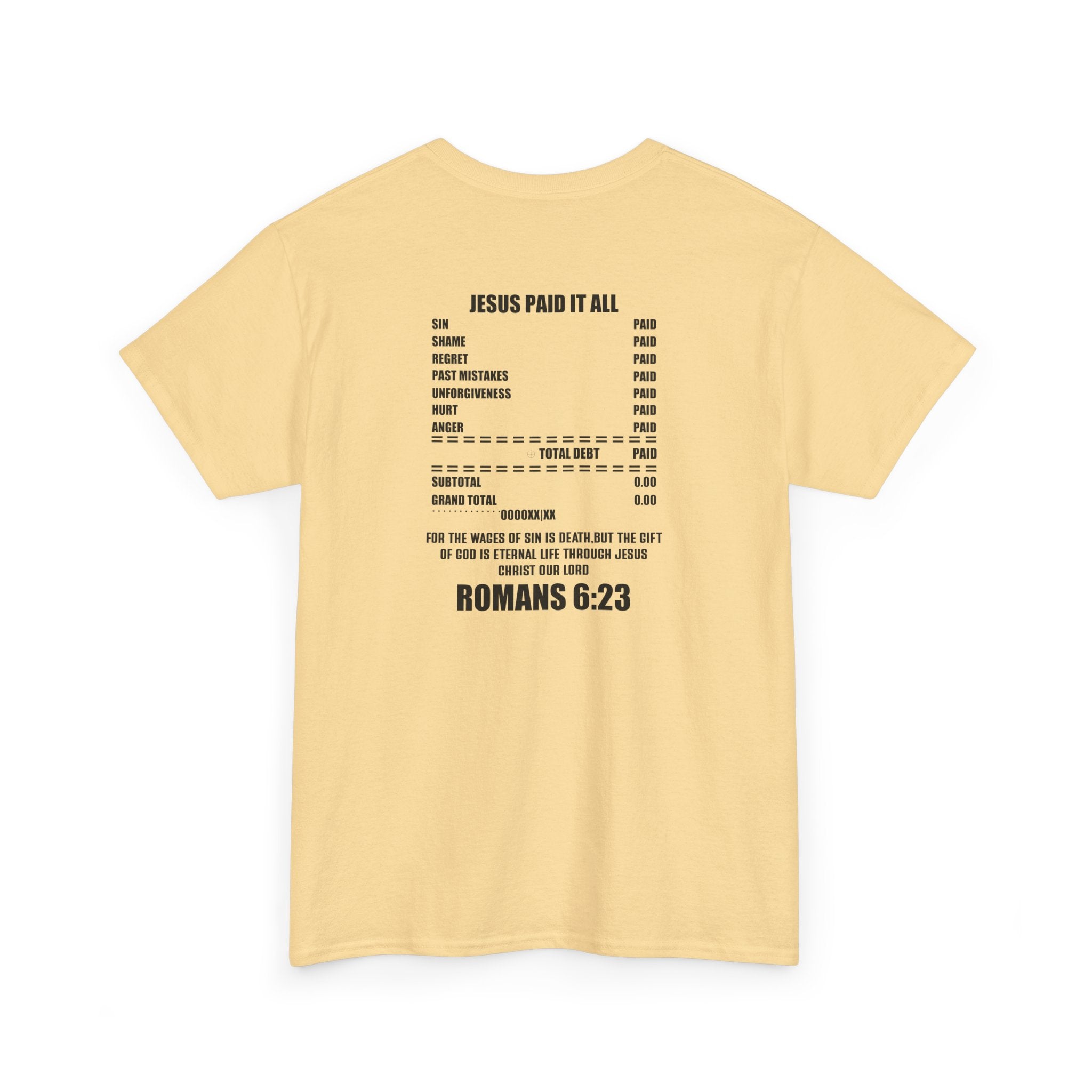 Inspirational Christian Tee 'Put on the Full Armor of God' with Romans 6:23 Faith Heavy Cotton T-Shirt