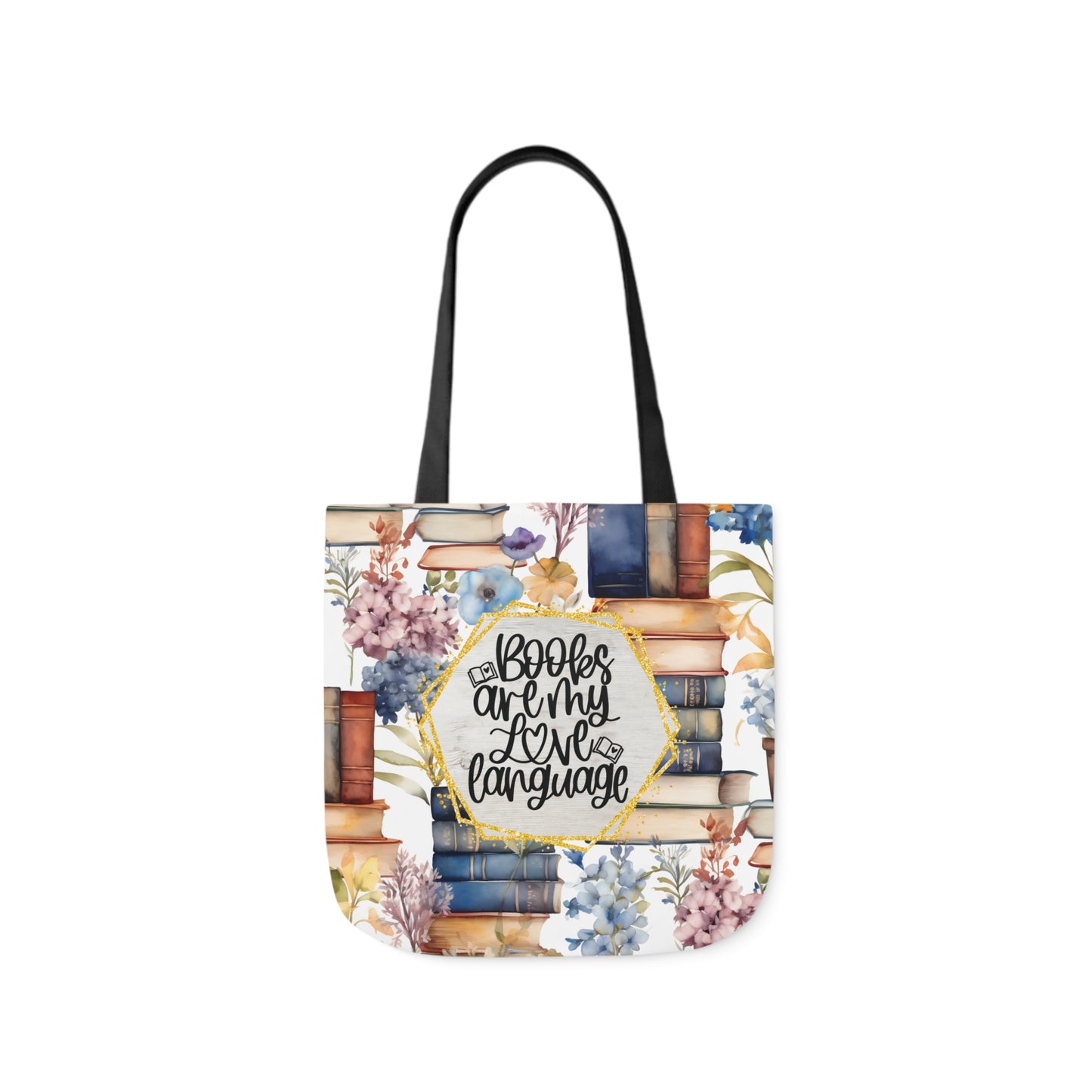 Books Are My Love Language Polyester Canvas Tote Bag