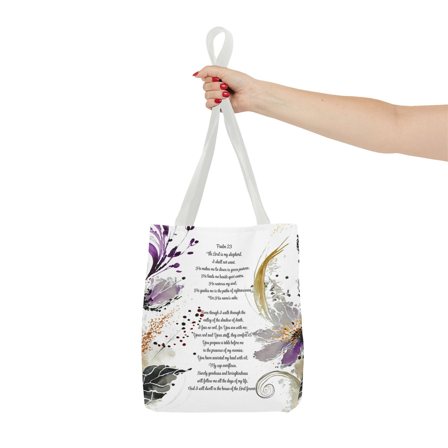 Psalm 23 Floral Tote Bag