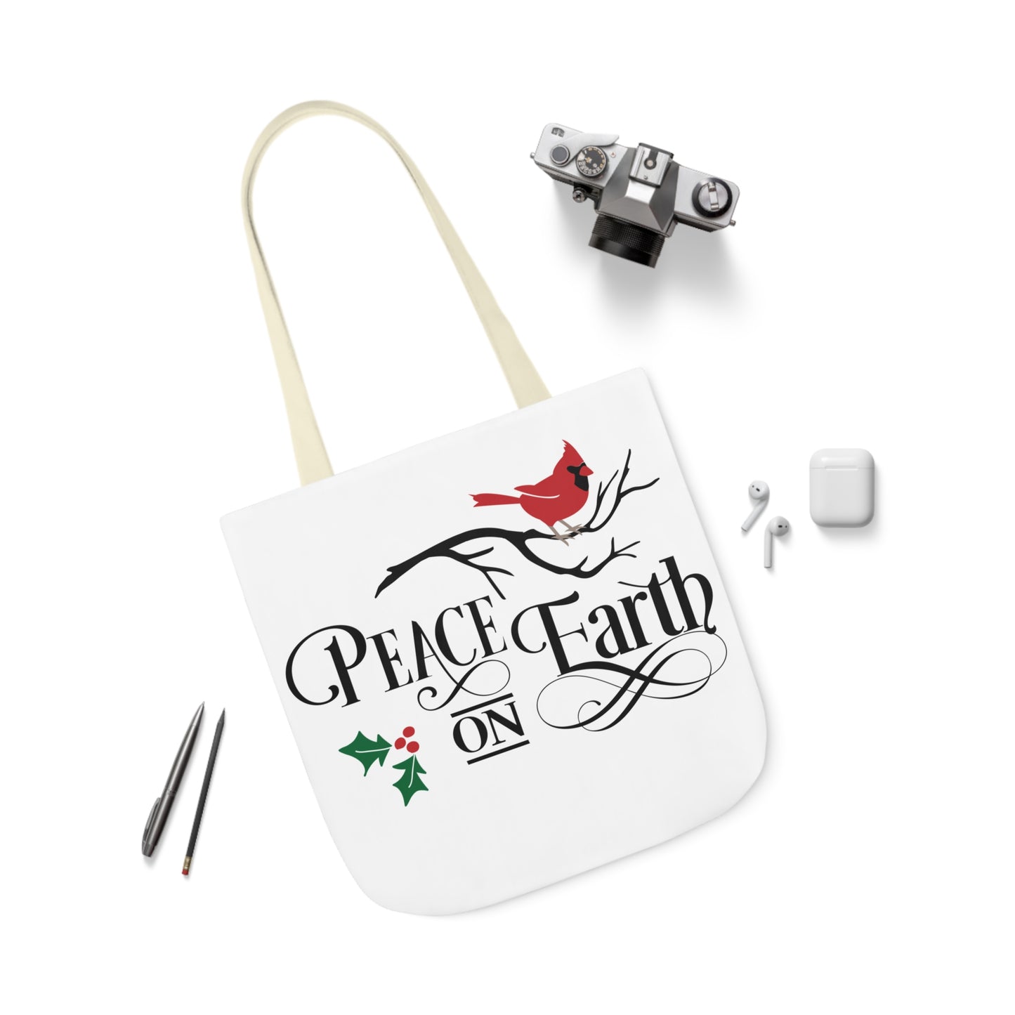 Peace On Earth Polyester Canvas Tote Bag