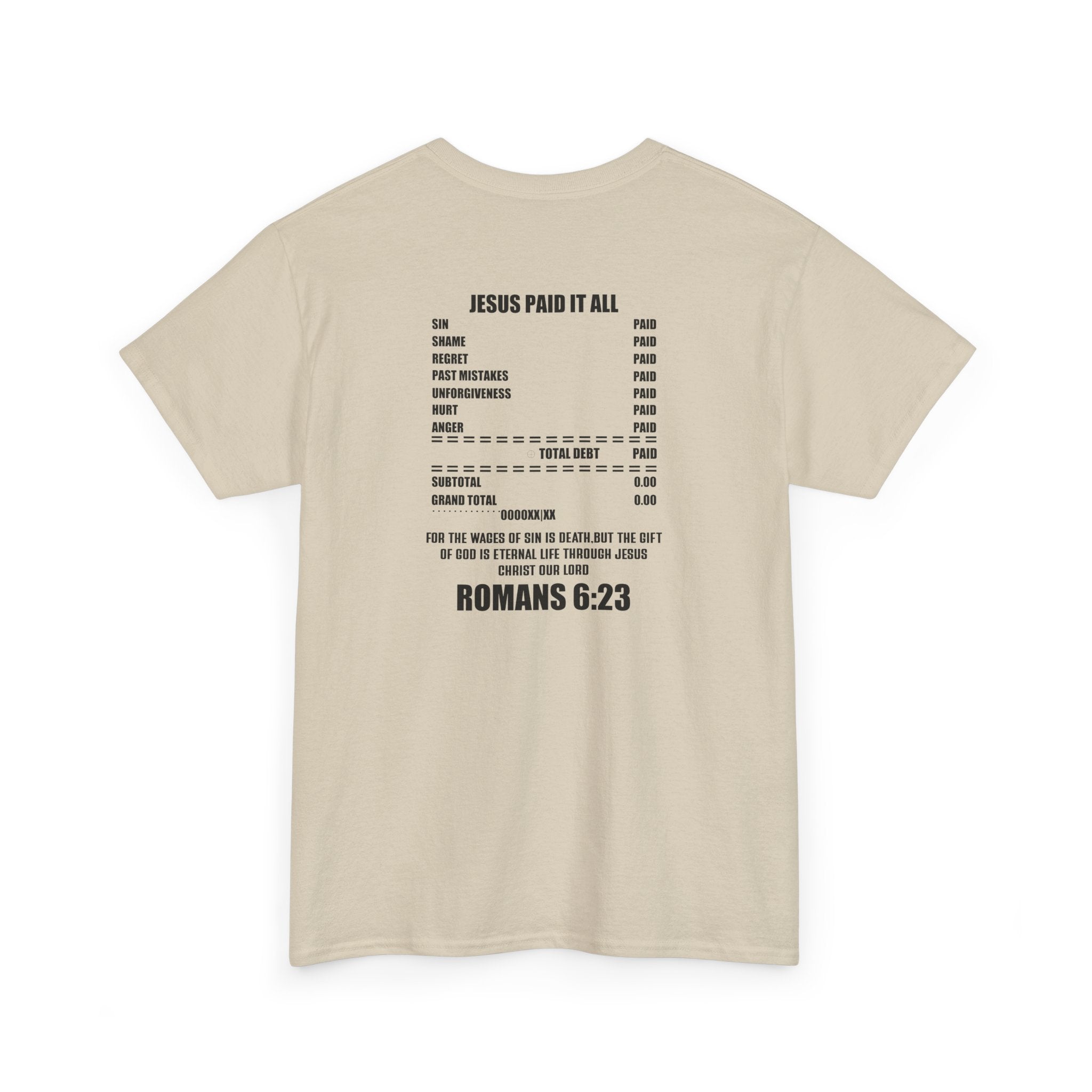 Inspirational Christian Tee 'Put on the Full Armor of God' with Romans 6:23 Faith Heavy Cotton T-Shirt