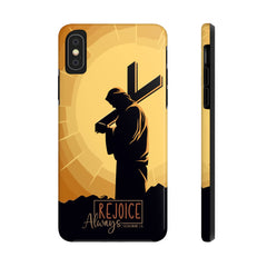 Christian Tough Phone Case, Inspirational Phone Cover, Religious Gifts, Faith-Based Accessory, Rejoice Always for iPhone and Samsung