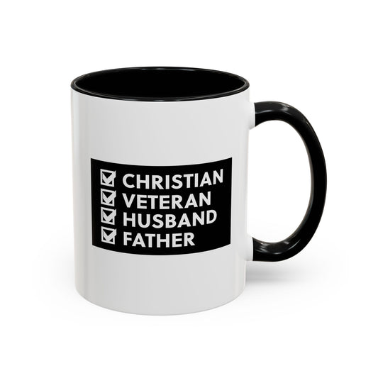 Christian Veteran Husband Father Accent Coffee Mug