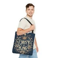 Christ is King Tote Bag, Inspirational Tote, Christian Gift, Floral Design Bag, Religious Accessories, Everyday Tote
