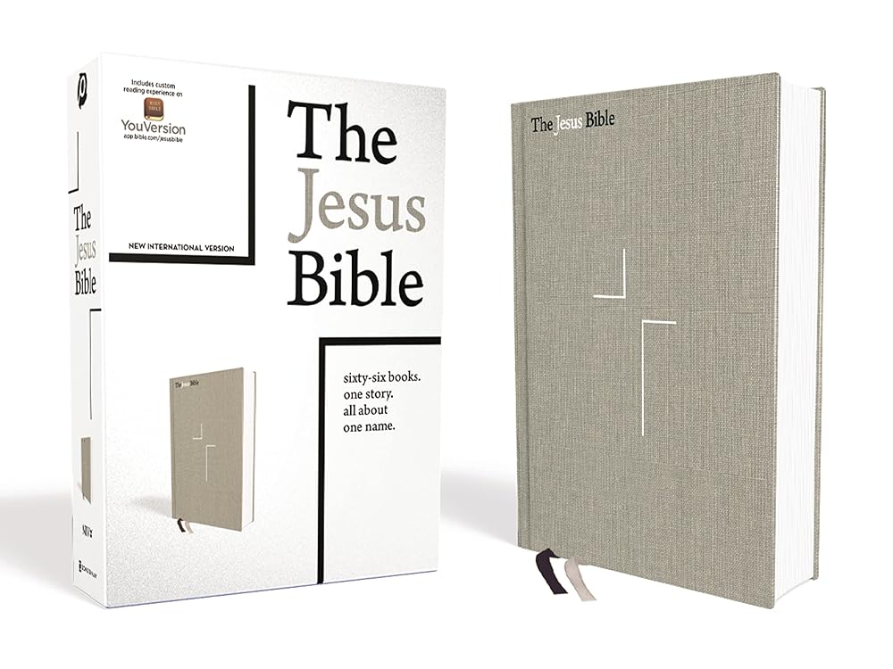 The Jesus Bible, NIV Edition, Cloth over Board, Gray Linen, Comfort Print cover image