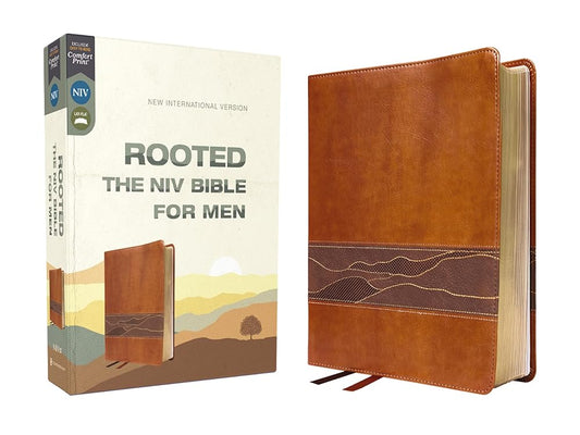Rooted: The NIV Bible for Men, Leathersoft, Brown, Comfort Print cover image