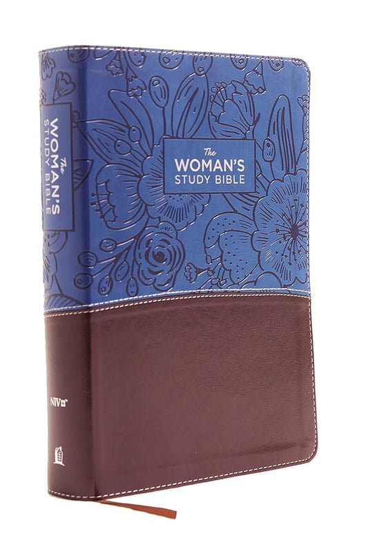 NIV, The Woman's Study Bible, Leathersoft, Blue/Brown, Full-Color, Red Letter: Receiving God's Truth for Balance, Hope, and Transformation cover image