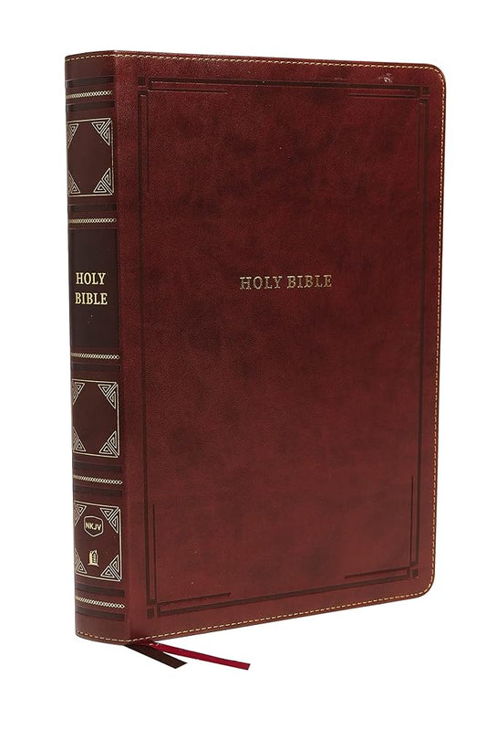 NKJV Holy Bible, Super Giant Print Reference Bible, Brown Leathersoft, 43,000 Cross references, Red Letter, Comfort Print: New King James Version cover image