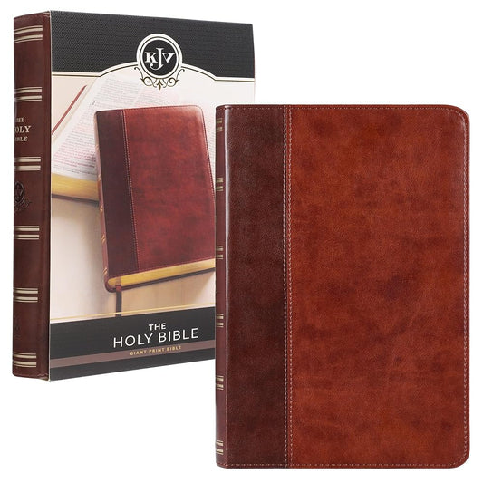 KJV Holy Bible, Giant Print Standard Size Faux Leather Red Letter Edition - Ribbon Marker, King James Version, Brown Two-tone (KJV Standard GP Editions) cover image