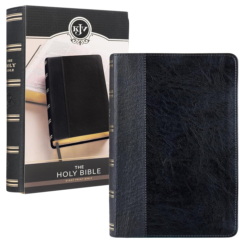 KJV Holy Bible, Giant Print Standard Size Faux Leather Red Letter Edition - Thumb Index & Ribbon Marker, King James Version, Black Two-tone (KJV Standard GP Editions) cover image