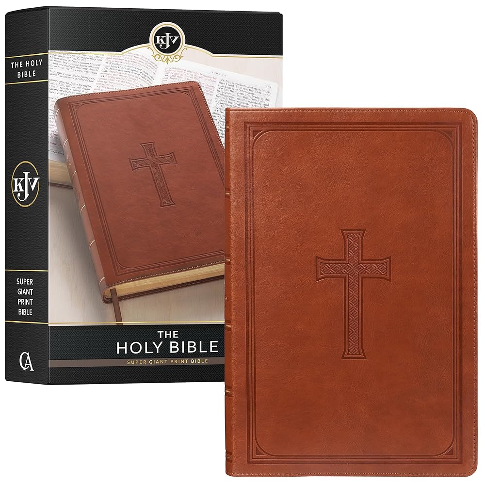 KJV Holy Bible, Super Giant Print Faux Leather Red Letter Edition - Ribbon Marker, King James Version, Saddle Tan (KJV Super Giant Print Editions) cover image