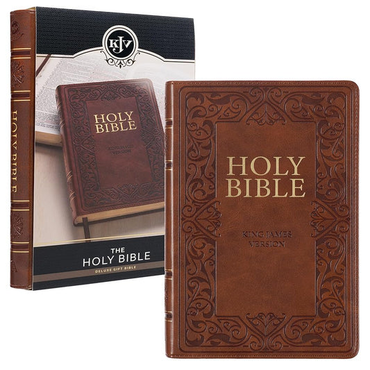 KJV Holy Bible, Standard Size Faux Leather Red Letter Edition Thumb Index & Ribbon Marker, King James Version, Medium Brown (KJV Deluxe Gift Editions) cover image