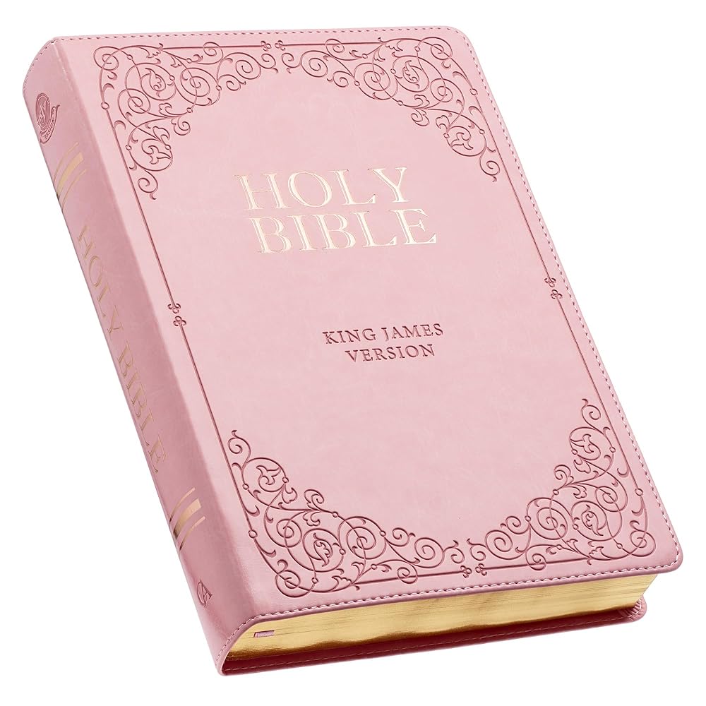 KJV Holy Bible, Giant Print Full-size Faux Leather Red Letter Edition - Thumb Index & Ribbon Marker, King James Version, Pink (KJV Full Size GP Editions) cover image