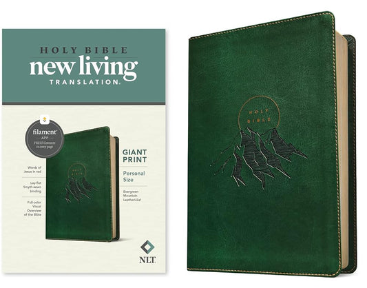 NLT Personal Size Giant Print Bible, Filament Enabled (LeatherLike, Evergreen Mountain , Red Letter) cover image