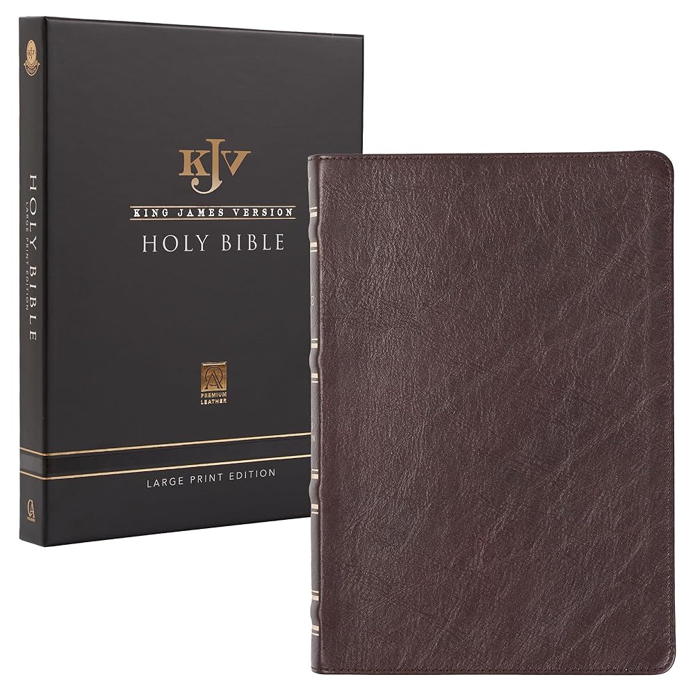 KJV Holy Bible, Thinline Large Print Premium Full Grain Leather Red Letter Edition Thumb Index, Ribbon Marker, King James Version, Tan (KJV Thinline LP Editions) cover image