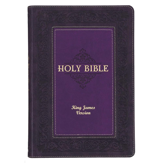 KJV Study Bible, Large Print King James Version Holy Bible, Thumb Tabs, Ribbons, Faux Leather Purple Two-tone Debossed (KJV Study Editions LP) cover image