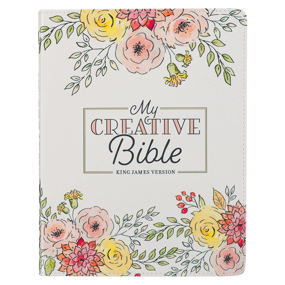 KJV Holy Bible, My Creative Bible, Faux Leather Flexible Cover Ribbon Marker, King James Version, White Floral (KJV Creative Editions) cover image