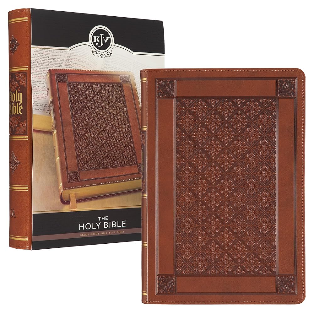 KJV Holy Bible, Giant Print Full-size Faux Leather Red Letter Edition - Thumb Index & Ribbon Marker, King James Version, Brown Diamond (KJV Full Size GP Editions) cover image