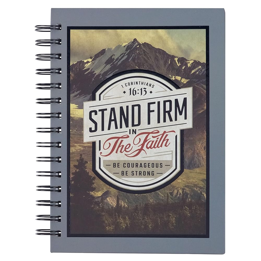 Christian Art Gifts Gray Journal w/Scripture Stand Firm Large Bible Verse Notebook, 192 Ruled Pages, 1 Cor. 16:13 Bible Verse cover image