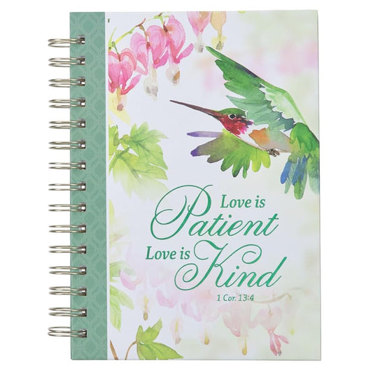 Christian Art Gifts Green Journal w/Scripture Love Bible Verse Large Notebook, 192 Ruled Pages, 1 Cor. 13:4 Bible Verse cover image