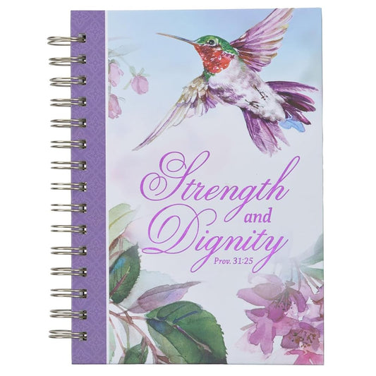 Christian Art Gifts Purple Journal w/Scripture Strength and Dignity Large Bible Verse Notebook, 192 Ruled Pages, Proverbs 31:25 Bible Verse cover image