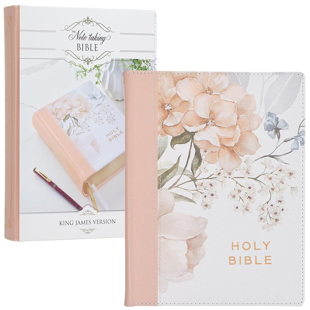 KJV Holy Bible, Note-taking Bible, Faux Leather Hardcover - King James Version, Rosy Coral Floral (KJV Note-taking Editions) cover image