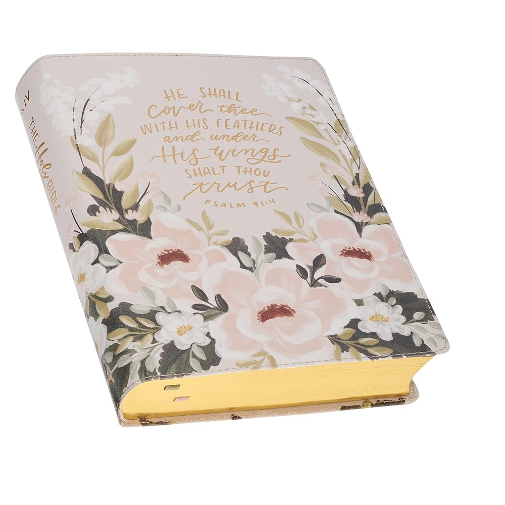 KJV Holy Bible, Note-taking Bible, Vegan Leather - King James Version, Cream Floral Printed cover image