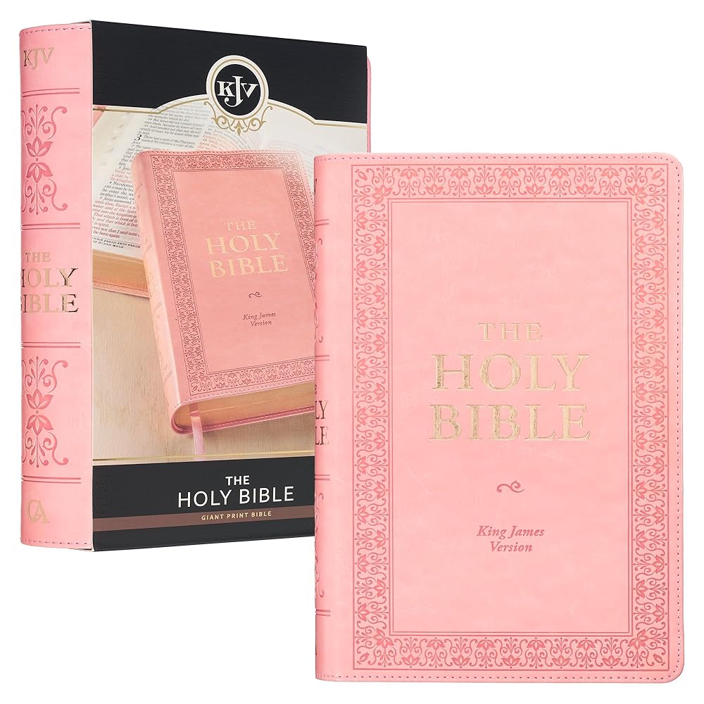 KJV Holy Bible, Giant Print Standard Size Faux Leather Red Letter Edition - Ribbon Marker, King James Version, Sunrise Pink (KJV Standard GP Editions) cover image