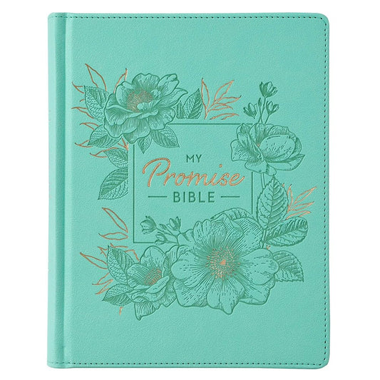 KJV Holy Bible, My Promise Bible, Faux Leather Hardcover w/Bible Tabs, Coloring Stickers, Ribbon Markers, King James Version, Teal (KJV Promise Editions) cover image