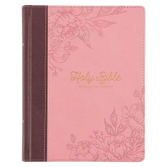 KJV Holy Bible, Note-taking Bible, Faux Leather Hardcover - King James Version, Brown/Pink (KJV Note-taking Editions) cover image