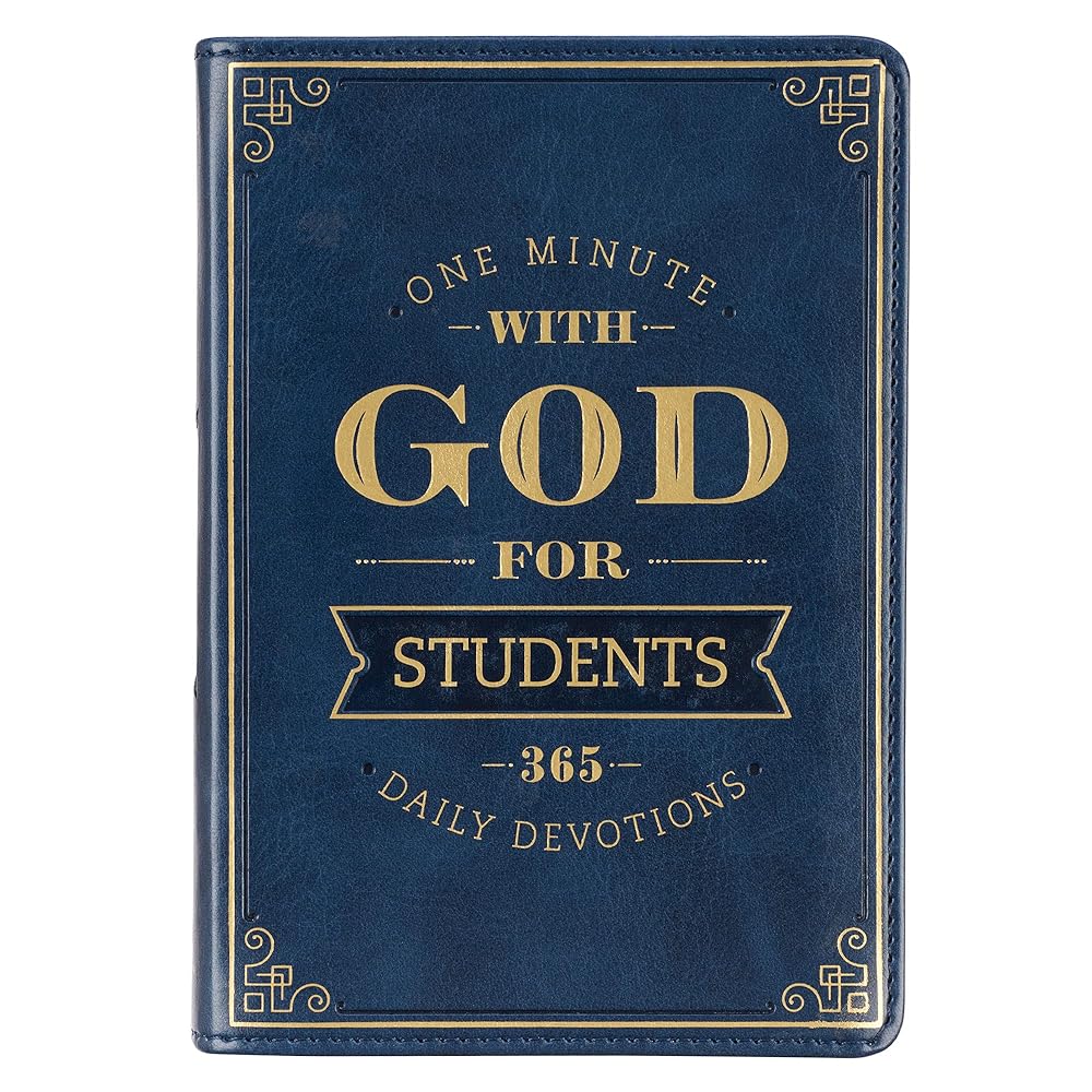 One Minute with God for Students Devotional, Navy Faux Leather Flexcover cover image