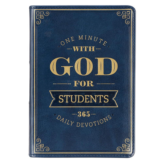 One Minute with God for Students Devotional, Navy Faux Leather Flexcover cover image