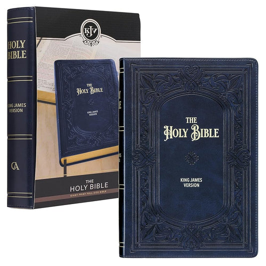 KJV Holy Bible, Giant Print Full-size Faux Leather Red Letter Edition - Thumb Index & Ribbon Marker, King James Version, Midnight Blue (KJV Full Size GP Editions) cover image